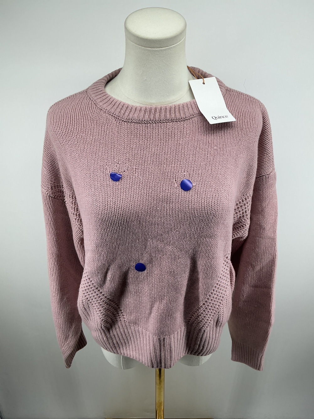 100% Yak Wool Pointelle Detail Relaxed Crew